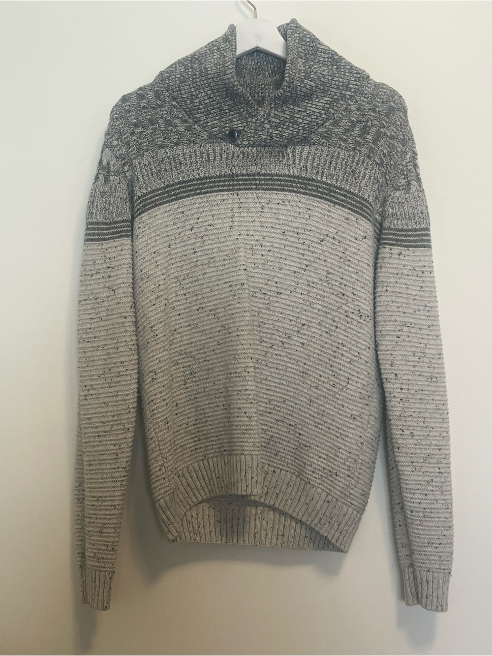 Point Zero Men's Turtleneck Shawl Collar Sweater in Light Gray and Heather